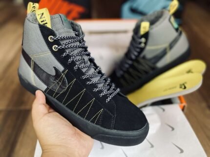NIKE SB ZOOM BLAZER MID PRM ACCLIMATE COOL GREY YELLOW