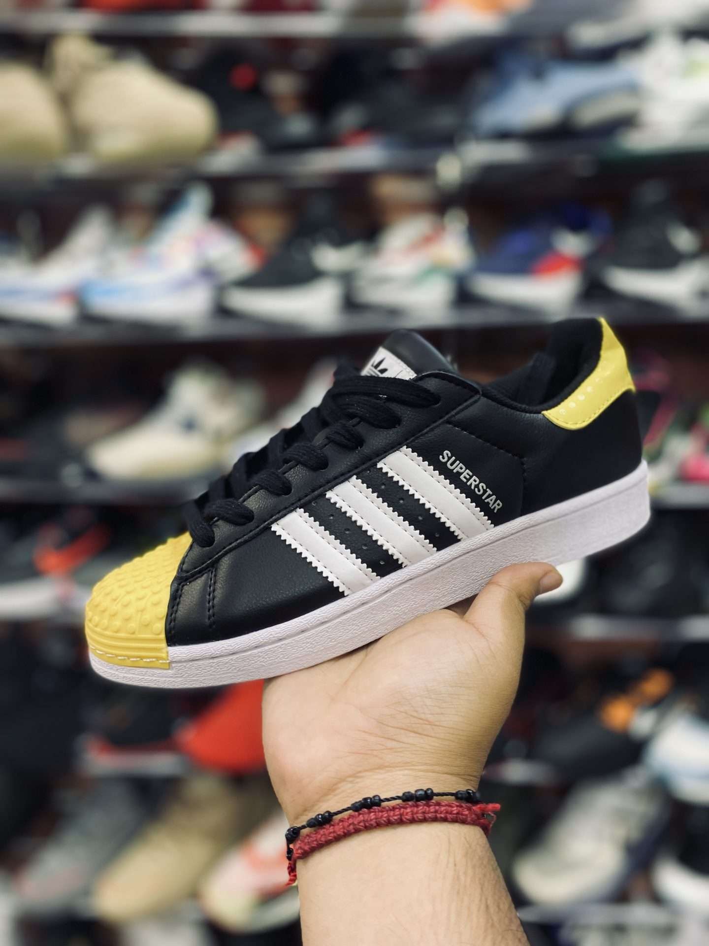Adidas Superstar Black Lego Yellow